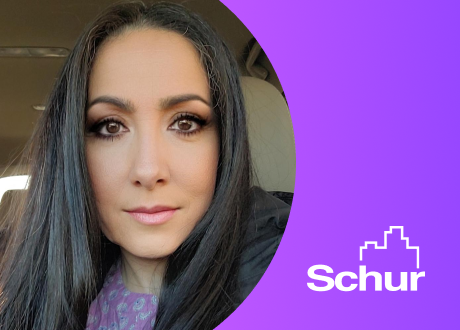 Photo of Gina Nieves, Operations Manager at Schur Management with Schur logo